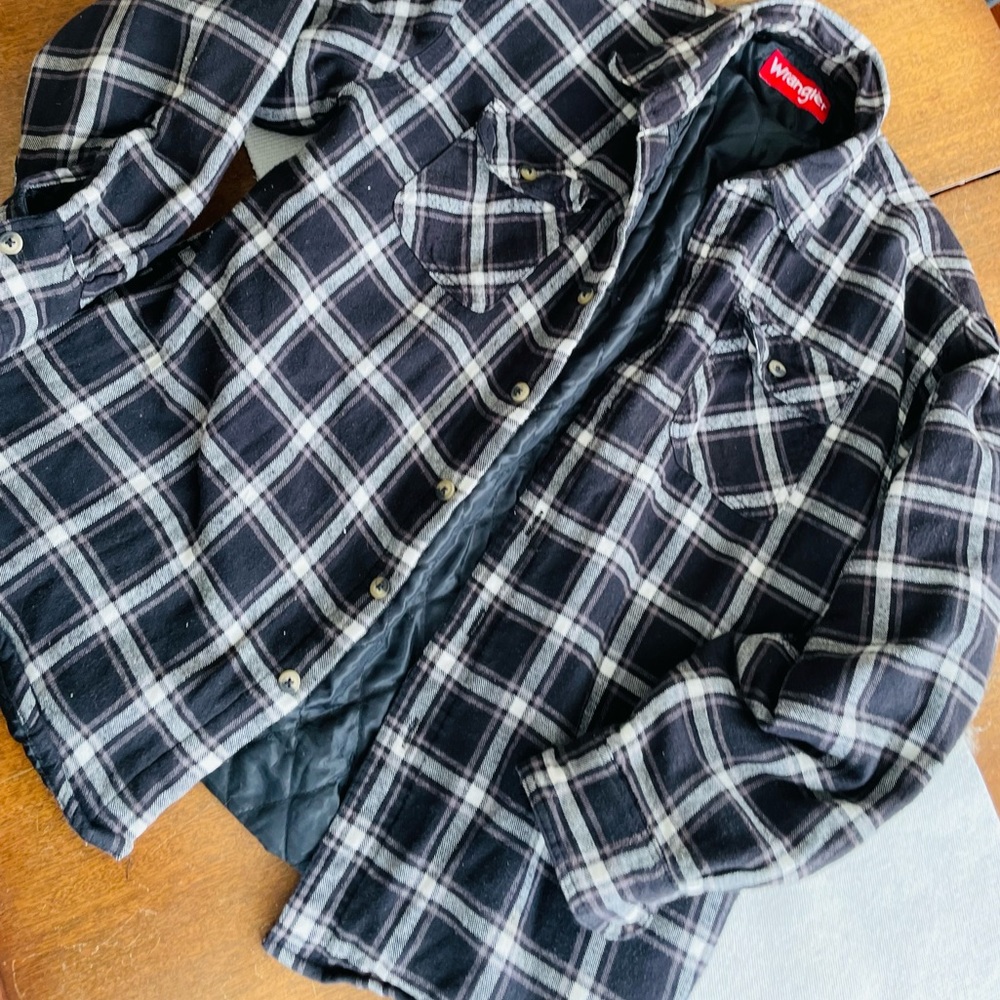 🔥VINTAGE WRANGER PLAID INSULTED SHIRT JACKET OVERCOAT LARGE